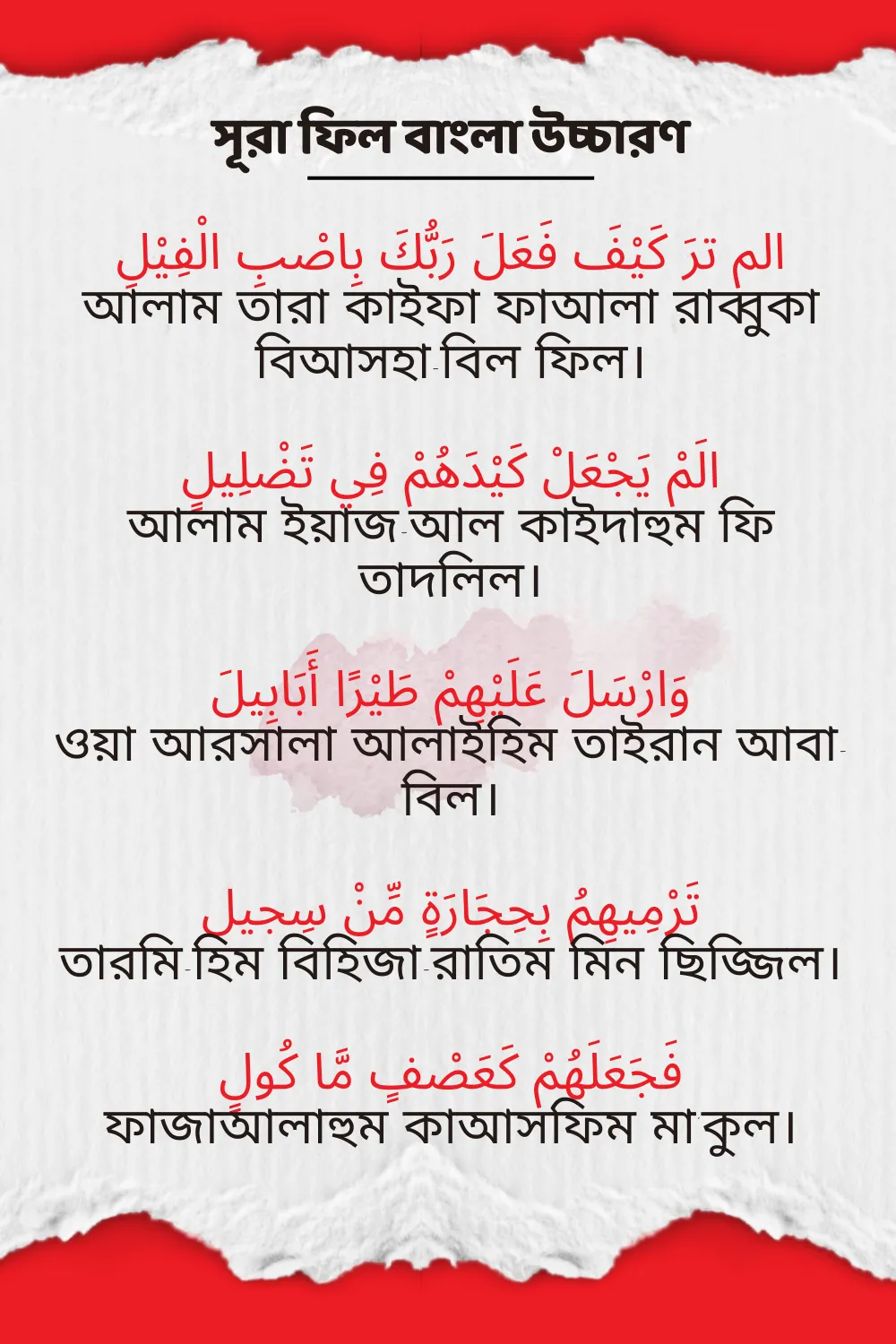 surah fil bangla uccharon picture (সূরা ফীল বাংলা উচ্চারণ ছবি)