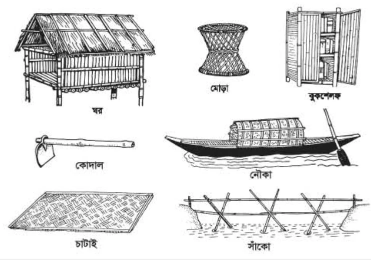 চিত্র- বাশের তৈরি জিনিসপত্র