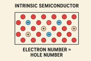 ইনট্রিনসিক সেমিকন্ডাক্টরের ক্ষেত্রে, স্বাভাবিক তাপমাত্রায় ইলেকট্রন সংখ্যা = হোল সংখ্যা