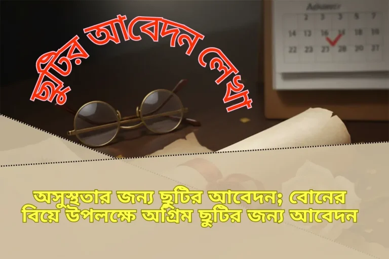 অসুস্থতার জন্য ছুটির আবেদন; বোনের বিয়ে উপলক্ষে অগ্রিম ছুটির জন্য আবেদন
