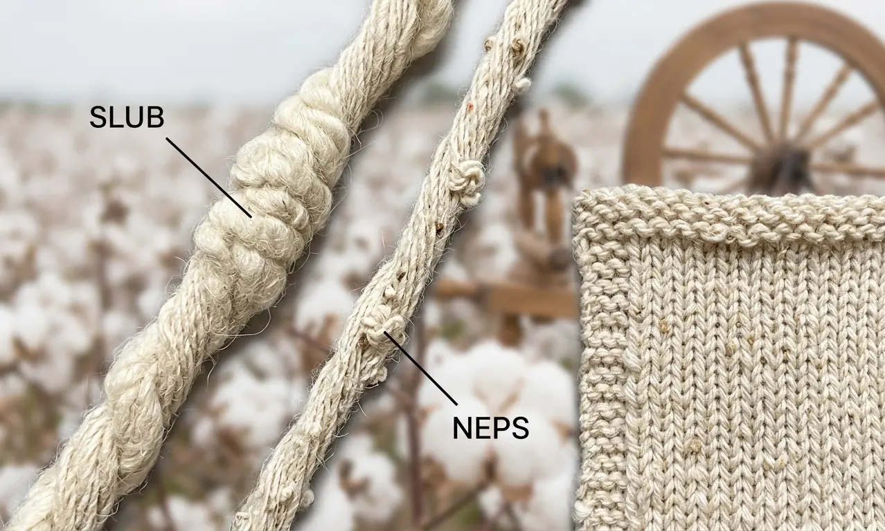 Visual example of a slub and neps in cotton yarn~Common Faults in Yarn and Spinning Processes~ইনফরমেশন বাংলা ডটকম~Information Bangla Dotcom