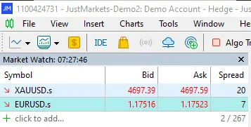 Just Markets Broker Spread 7.5.26~ফরেক্স ব্রেকার স্প্রেড~ইনফরমেশন বাংলা ডটকম~Information Bangla Dotcom