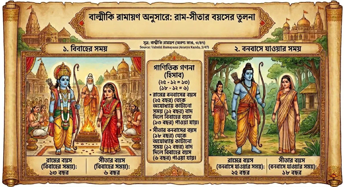 11014~বাল্মীকি রামায়ণ অনুসারে শ্রীরাম ও সীতার বিবাহকালীন বয়সঃ শ্রীরাম তার স্ত্রী সীতাকে কত বছর বয়সে বিবাহ করেন?~InformationBangla.com~ইনফরমেশন বাংলা ডটকম