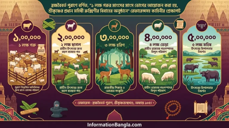 পুরাণে বর্ণিত, ১ লক্ষ গরুর মাংসের ভোগের আয়োজন করা হয়, শ্রীকৃষ্ণের মহিষী রুক্মিণীর বিবাহে~ব্রহ্মবৈবর্ত পুরাণে বর্ণিত, "১ লক্ষ গরুর মাংসের মাংস ভোগের আয়োজন করা হয়, শ্রীকৃষ্ণের প্রধান মহিষী রুক্মিণীর বিবাহের অনুষ্ঠানে" রেফারেন্সসহ কাহিনীর প্রেক্ষাপট~InformationBangla.com~ইনফরমেশন বাংলা ডটকম