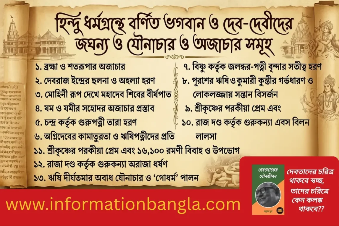 হিন্দু ধর্মগ্রন্থ সমূহে বর্ণিত, বিভিন্ন ভগবান ও দেব-দেবতাদের বিকৃত, জঘন্য ও অনৈতিক যৌনাচার ও অজাচার সমূহের বর্ণনা (শাস্ত্রীয় রেফারেন্স ও উদ্ধৃতিসহ) হিন্দু ধর্মগ্রন্থ সমূহে বর্ণিত বিভিন্ন ভগবান ও দেব-দেবতার বিকৃত, জঘন্য ও অনৈতিক যৌনাচার~হিন্দু ধর্মগ্রন্থ সমূহে বর্ণিত বিভিন্ন ভগবান ও দেব-দেবতার বিকৃত, জঘন্য ও অনৈতিক যৌনাচার ও অজাচার সমূহের বর্ণনা (শাস্ত্রীয় রেফারেন্স ও উদ্ধৃতিসহ)~InformationBangla.com~ইনফরমেশন বাংলা ডটকম