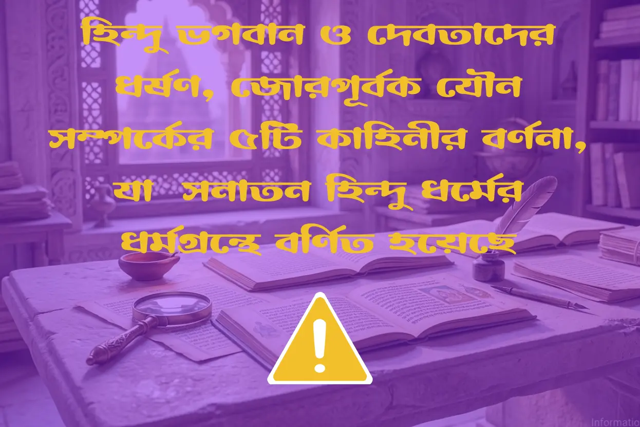 হিন্দু ভগবান ও দেবতাদের ধর্ষণ, জোরপূর্বক যৌন সম্পর্কের ৫টি কাহিনী~ভগবান ও দেবতাদের ধর্ষণ, জোরপূর্বক যৌন সম্পর্কের ৫টি কাহিনীর বর্ণনা, যা সনাতন হিন্দু ধর্মের ধর্মগ্রন্থে বর্ণিত হয়েছে~InformationBangla.com~ইনফরমেশন বাংলা ডটকম